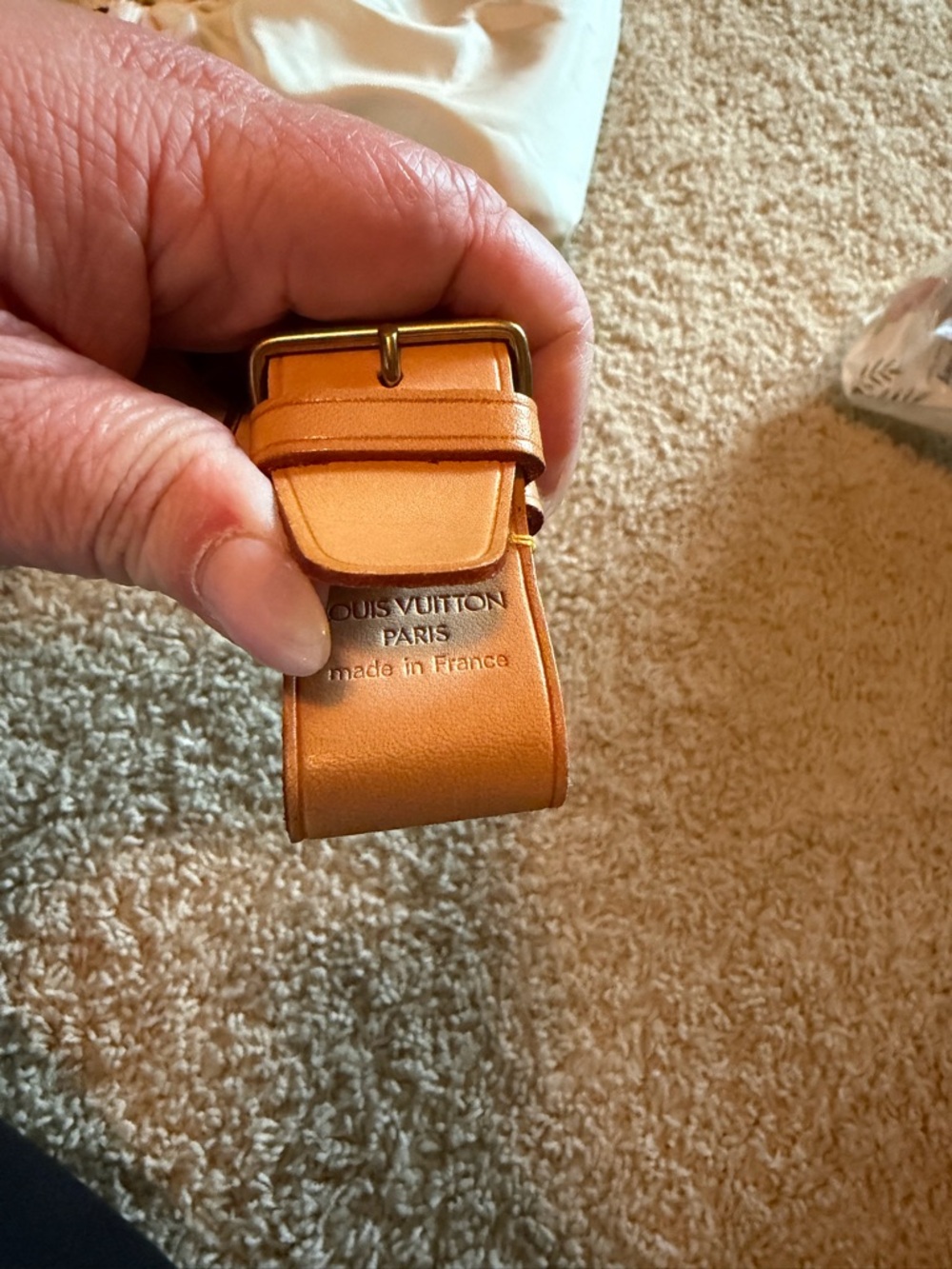 Louis Vuitton Tan Leather Luggage Tag with Strap - Picture 4 of 4